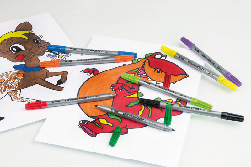 Load image into Gallery viewer, Eberhard faber ef-550010 viltstiften duo 0,8+1-3mm assorti etui à 10stuks