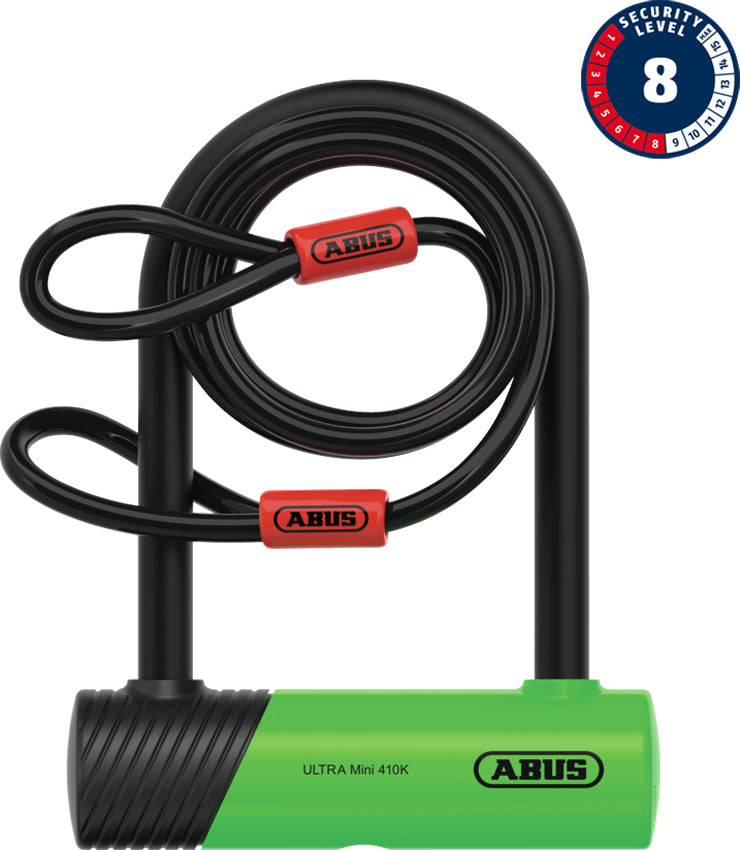 Laden Sie das Bild in Galerie -Viewer, Abus ultra mini 410k 150hb140 u-lock incl. cobra loop cable and sh bracket
