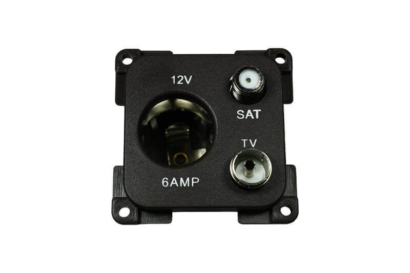 Cargue la imagen en el visor de la galería, C-line 12 volt contactdoos met antenne en satelliet aansluiting zwart