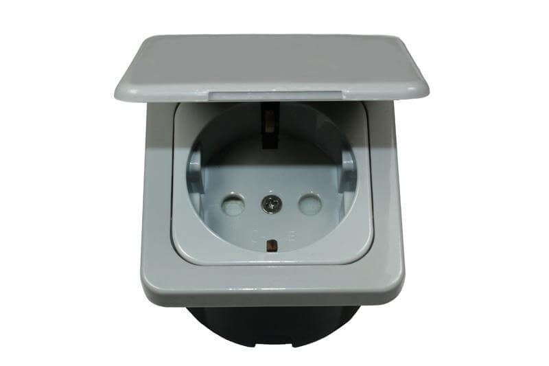 Cargue la imagen en el visor de la galería, C-line wandcontactdoos met opal afdekraam met klapdeksel grijs