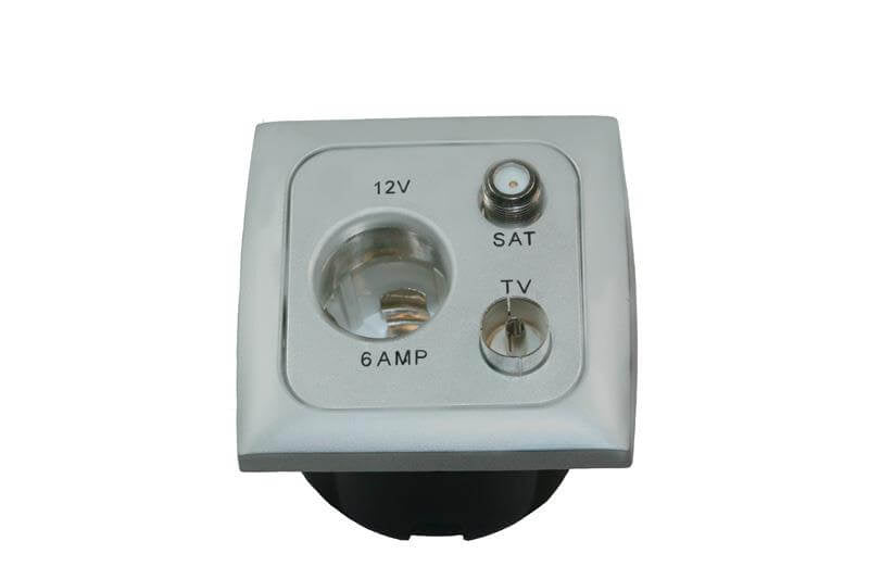 Laden Sie das Bild in Galerie -Viewer, C-line 12 volt contactdoos met antenne en satelliet aansluiting met opal afdekraam grijs
