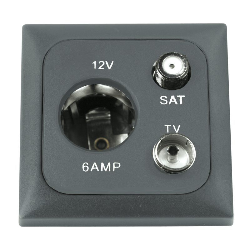 Laden Sie das Bild in Galerie -Viewer, C-line 12 volt contactdoos met antenne en satelliet aansluiting met opal afdekraam antraciet - zonder verkoopverpakking