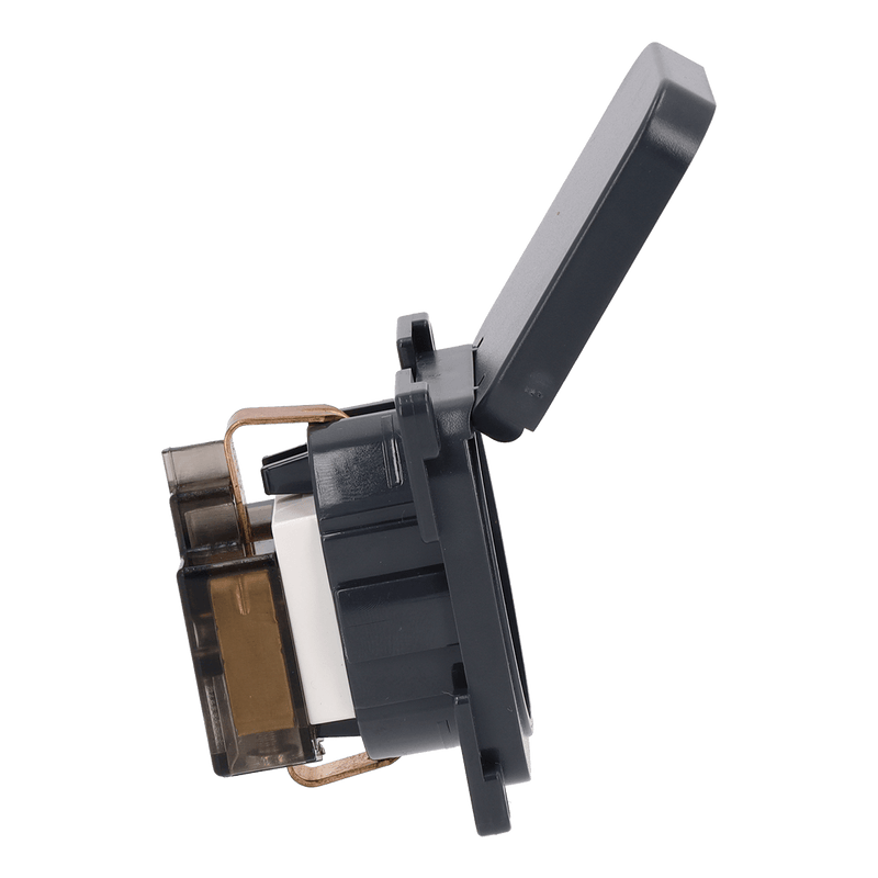 Cargue la imagen en el visor de la galería, C-line wandcontactdoos 230v met klapdeksel antraciet - zonder verkoopverpakking