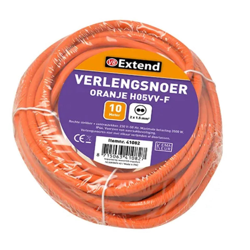 Afbeelding laden in galerijviewer, Verlengsnoer 10m oranje ongeaard max 3500w 2x1,5mm