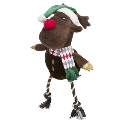 Load image into Gallery viewer, Trixie Xmas rendier met flostouw benen pluche katoen