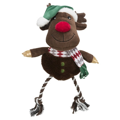 Load image into Gallery viewer, Trixie Xmas rendier met flostouw benen pluche katoen