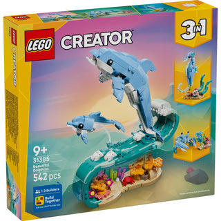 Afbeelding laden in galerijviewer, Lego ® creator 3in1 zeedieren: prachtige dolfijnen - bouw om tot een zeepaardje of krab - 31385