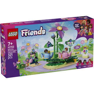Afbeelding laden in galerijviewer, Lego friends draaiende theekopjesattractie met bloementhema speelgoed voor kinderen vanaf 7 jaar 42702