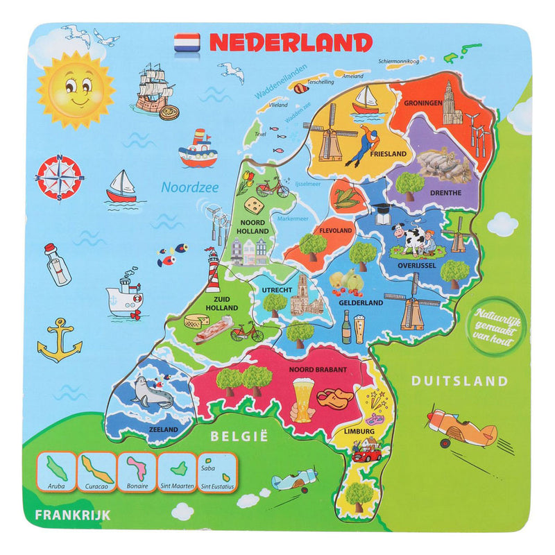 Load image into Gallery viewer, Houten Legpuzzel Landkaart Nederland, 13st.