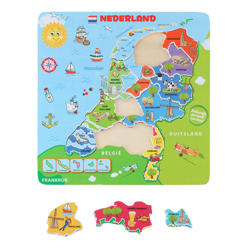 Load image into Gallery viewer, Houten Legpuzzel Landkaart Nederland, 13st.