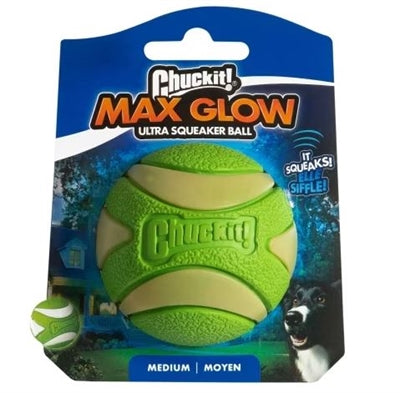 Load image into Gallery viewer, Chuckit max glow ultra squeekerbal groen