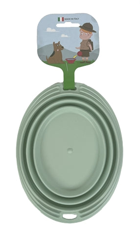 Load image into Gallery viewer, Happy pet Mad about pets voerbak drinkbak opvouwbaar salie groen