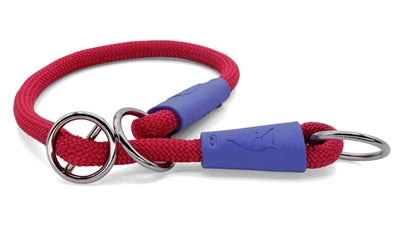 Load image into Gallery viewer, Morso half slip halsband hond regular rope gerecycled red velvet rood