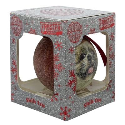 Load image into Gallery viewer, Plenty gifts Kerstbal frosted shih tzu rood