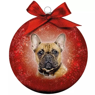 Load image into Gallery viewer, Plenty gifts Kerstbal frosted franse bulldog rood