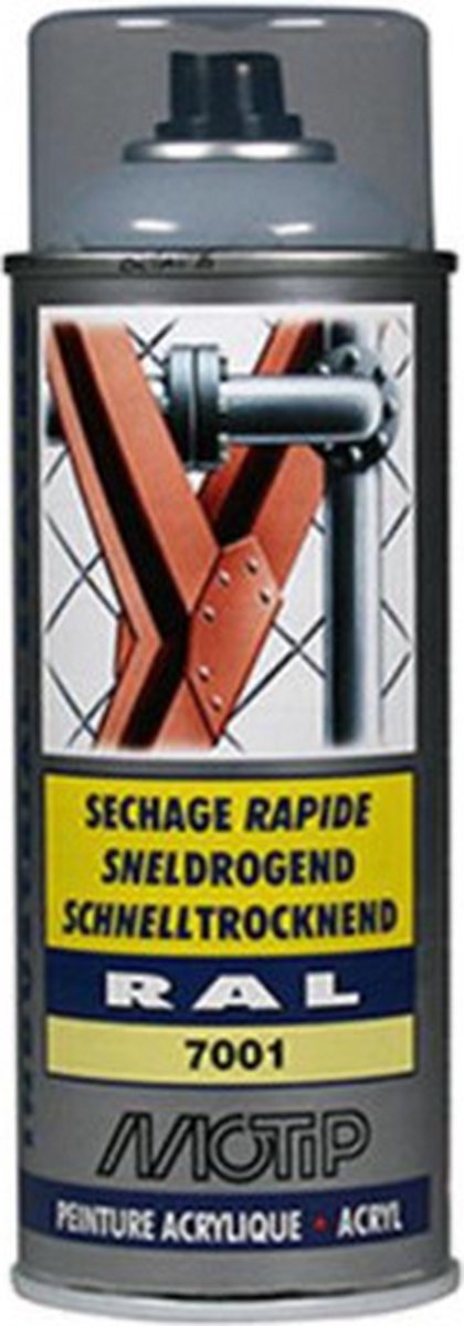 Afbeelding laden in galerijviewer, Motip industrial acryllak hoogglans ral 7001 zilvergrijs - 400 ml