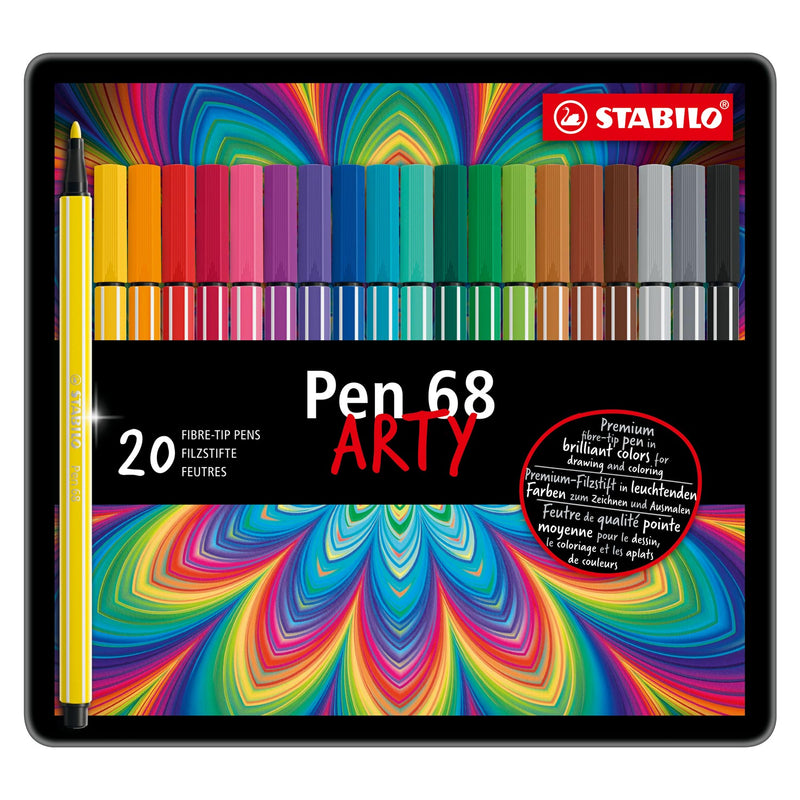 Load image into Gallery viewer, Stabilo pen 68 - viltstift - metalen doos met 20 stuks
