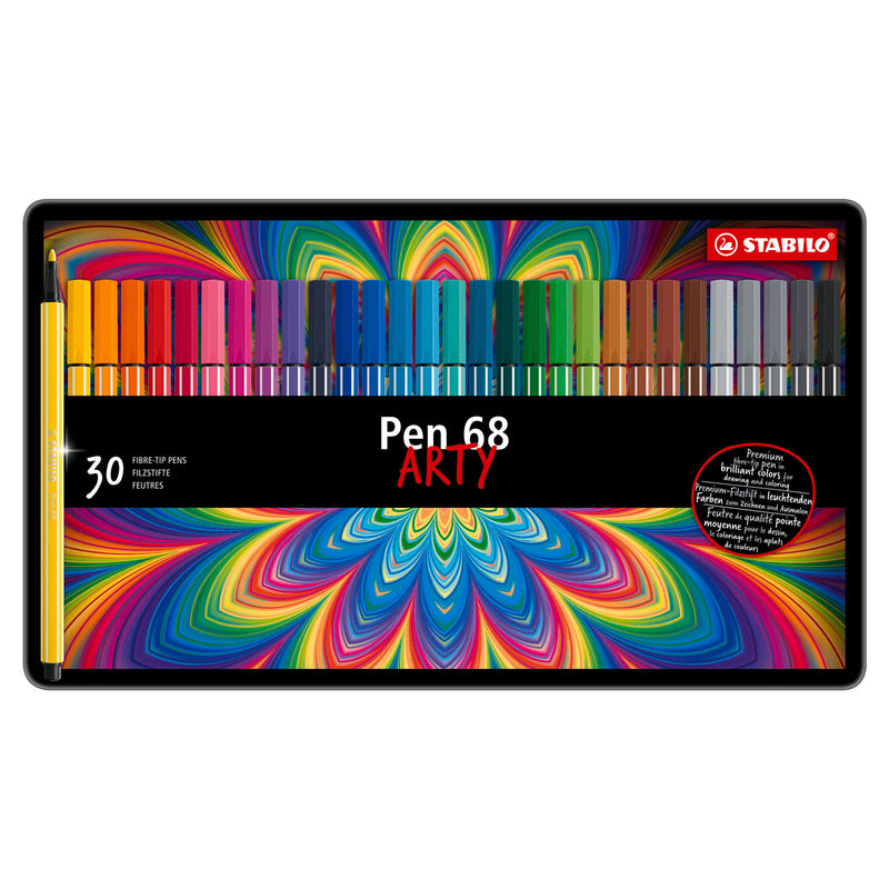Load image into Gallery viewer, Stabilo pen 68 - viltstift - metalen doos met 30 stuks