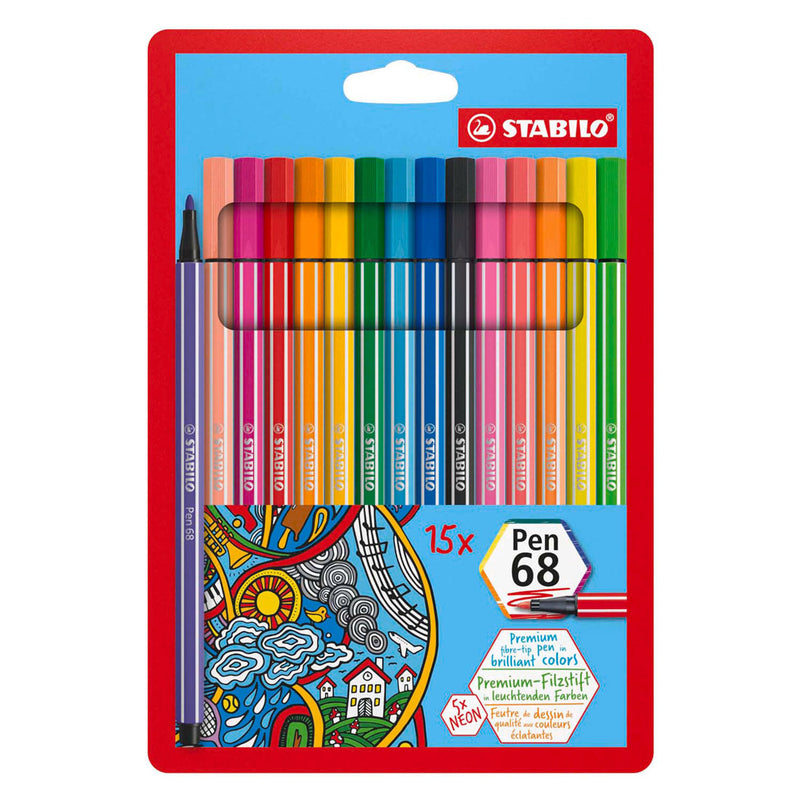 Load image into Gallery viewer, Stabilo pen 68 - viltstift - set met 15 stuks