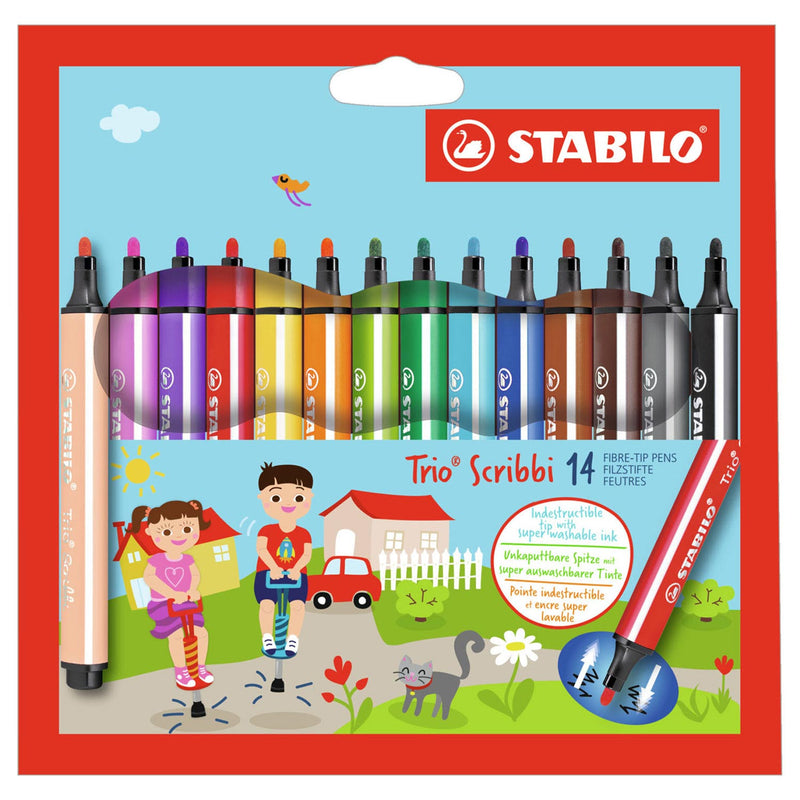 Load image into Gallery viewer, Stabilo trio scribbi - viltstift met meeverende punt - set 14 st.