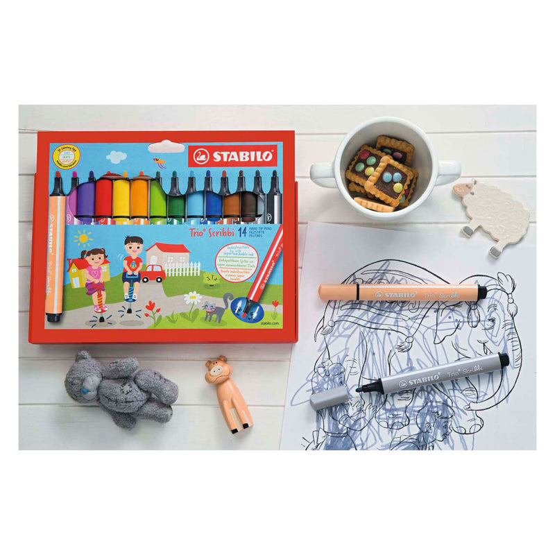 Load image into Gallery viewer, STABILO Trio Scribbi Viltstiften, 14st.