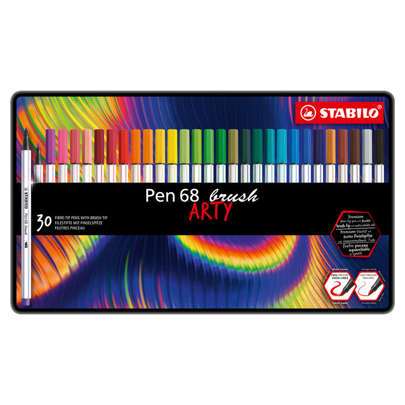 Load image into Gallery viewer, Stabilo pen 68 brush - viltstift - arty - metalen set 30 stuks