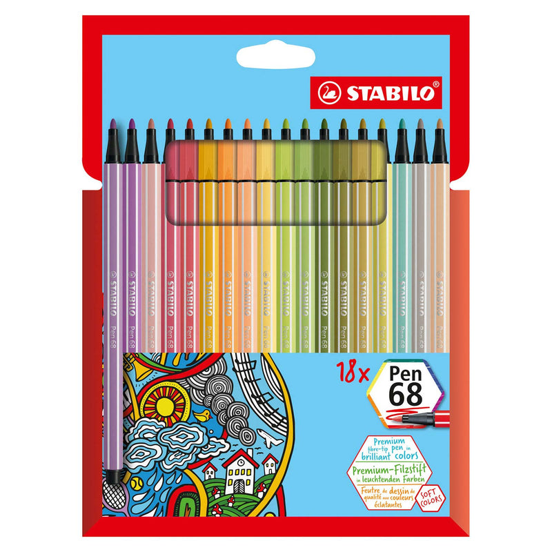 Load image into Gallery viewer, Stabilo pen 68 - viltstift - set met 18 stuks