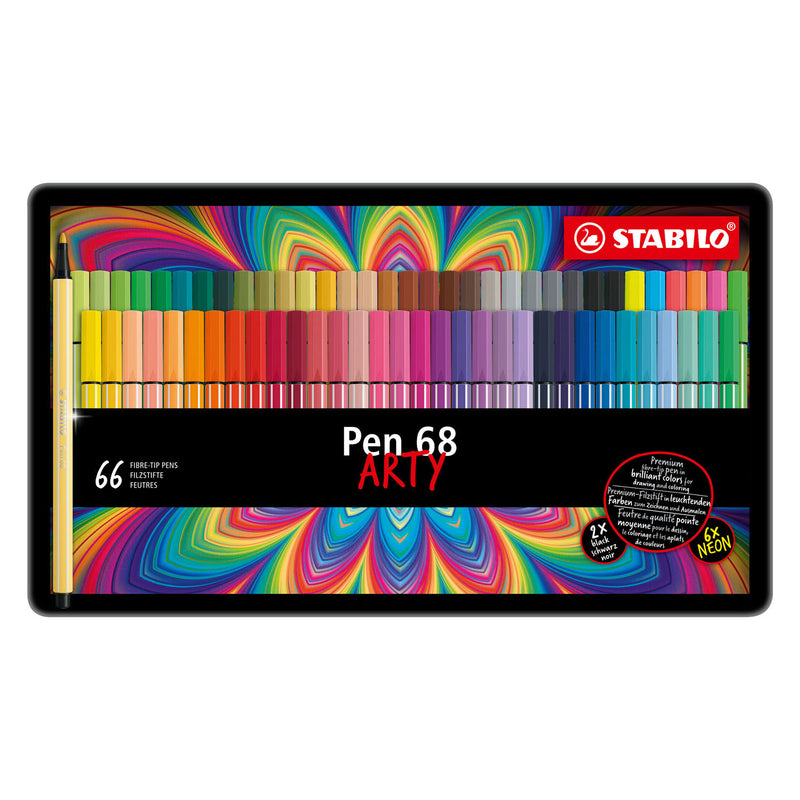 Load image into Gallery viewer, Stabilo pen 68 - viltstift - arty - metalen set 65 st.