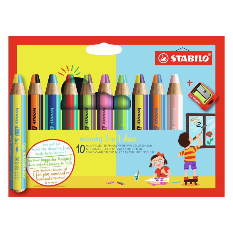 Load image into Gallery viewer, Stabilo woody 3 in 1 duo - multitalent kleurpotlood - set 10 st. + puntenslijper