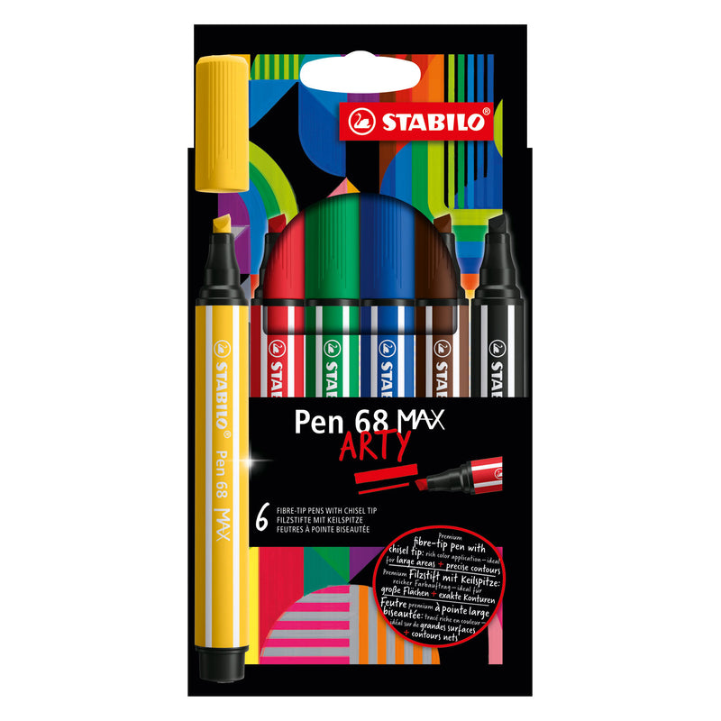 Load image into Gallery viewer, Stabilo pen 68 max arty - viltstift met dikke beitelpunt - set 6 stuks