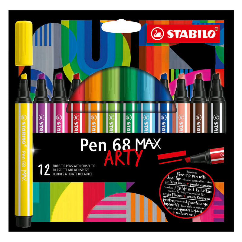Load image into Gallery viewer, Stabilo pen 68 max arty - viltstift met dikke beitelpunt - set 12 stuks