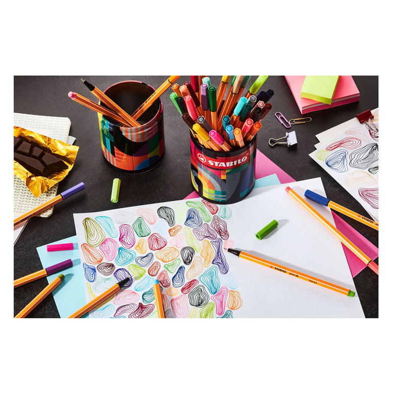 Afbeelding laden in galerijviewer, Stabilo point 88 arty fineliners in metalen rond etui - 45dlg.
