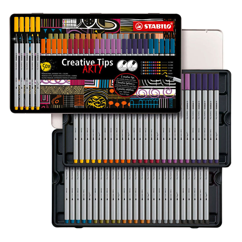 Load image into Gallery viewer, Stabilo creative tips arty pennen in metalen etui - 50dlg.