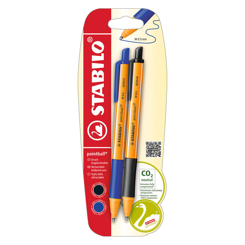 Chargez l'image dans la visionneuse de la galerie, Stabilo pointball balpennen blauw en zwart - 2dlg.