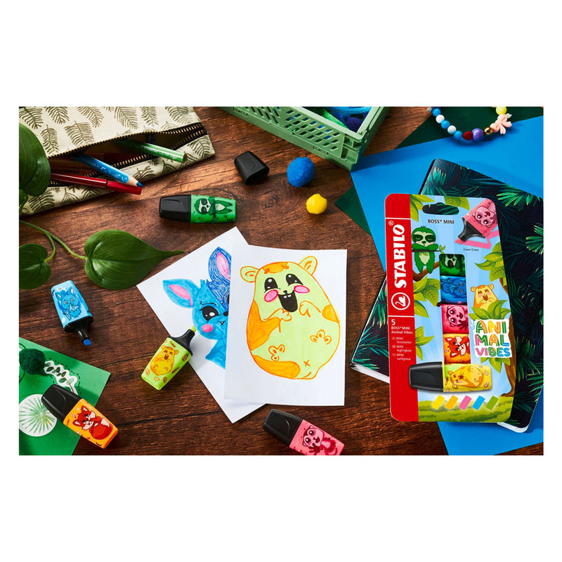Afbeelding laden in galerijviewer, Stabilo boss mini - markeerstift - animal vibes - etui met 5 kleuren