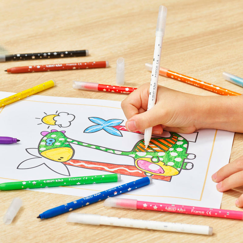 Afbeelding laden in galerijviewer, Bic kids magic - viltstiften met uitwisbare inkt - stiften voor kinderen - kleurstiften met medium punt - 12 stuks