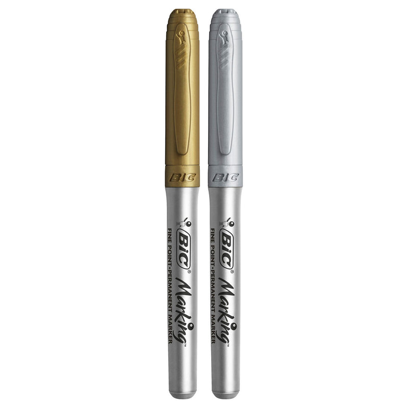 Load image into Gallery viewer, Bic permanent marker goud en zilver