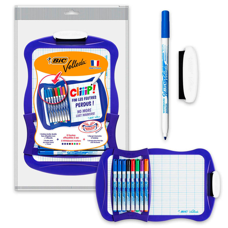 Afbeelding laden in galerijviewer, Bic velleda whiteboard met 8 markers