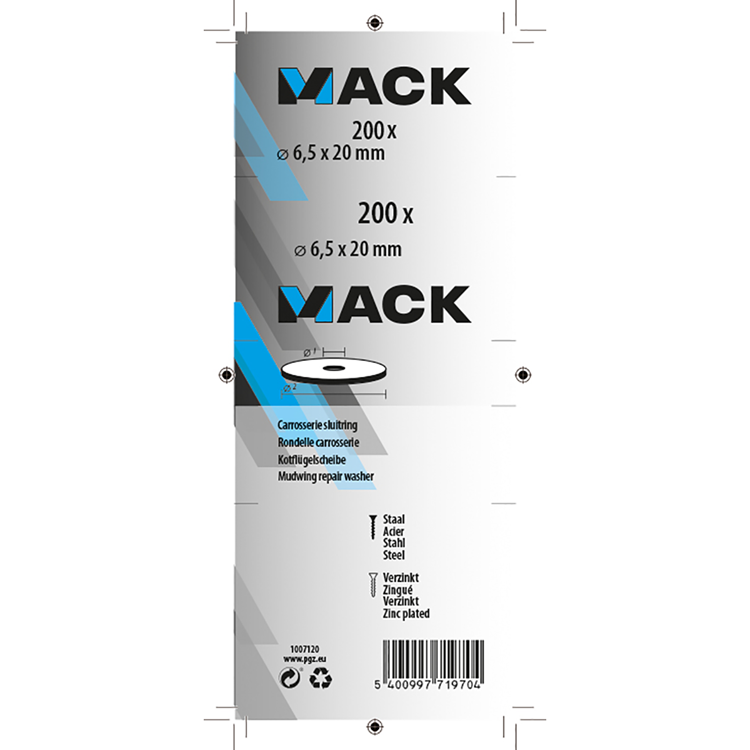 Afbeelding laden in galerijviewer, Mack 1007120 - carrosserieringen 200 st 6,5 x 20 mm | 5 stuks