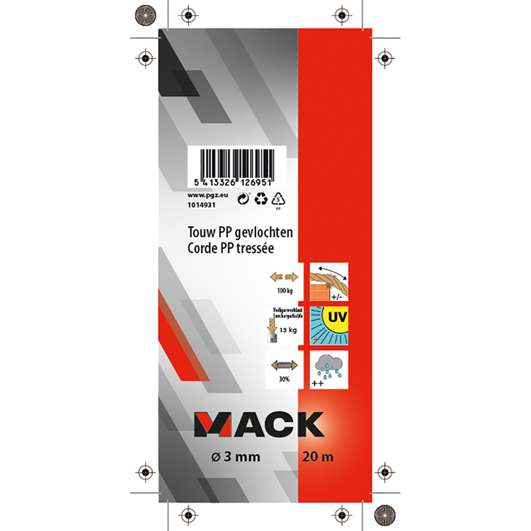 Afbeelding laden in galerijviewer, Mack 1014931 - pp gevlochten wit blauw streng3mm 20m | 5 stuks