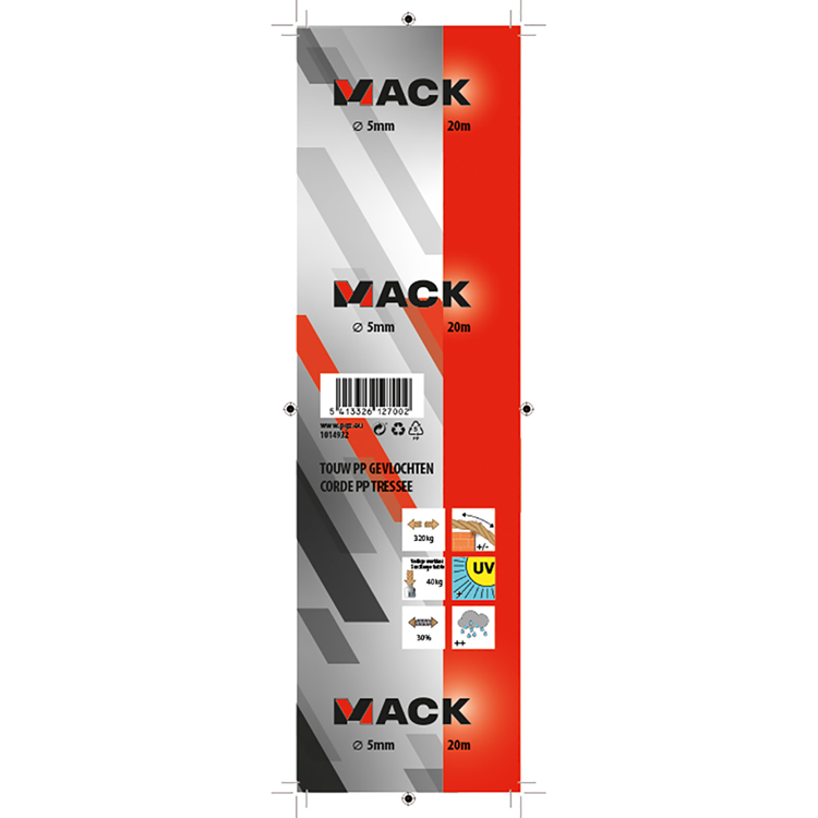Afbeelding laden in galerijviewer, Mack 1014932 - pp gevlochten wit blauw streng5mm 20m | 5 stuks