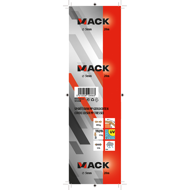 ギャラリービューアに画像をロードする, Mack 1014940 - sporttouw pp gevlochten streng5mm 20m | 5 stuks