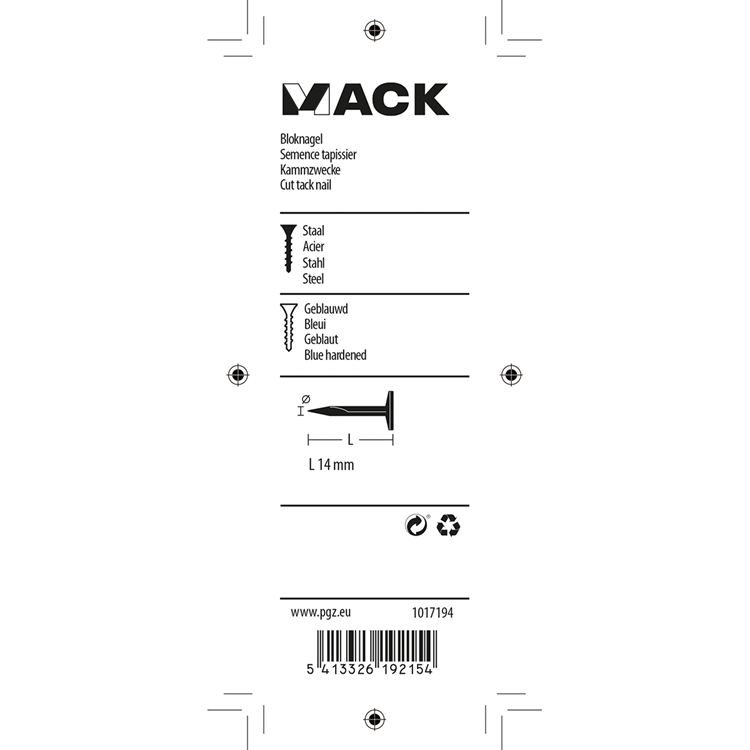 Laden Sie das Bild in Galerie -Viewer, Mack 1017194 - bloknagel staal geblauwd 50 gr14 mm | 10 stuks