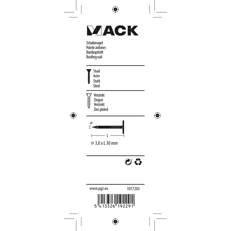 Afbeelding laden in galerijviewer, Mack 1017203 - schalienagel staal verzinkt 100 gr 3,0 x 30 mm | 5 stuks