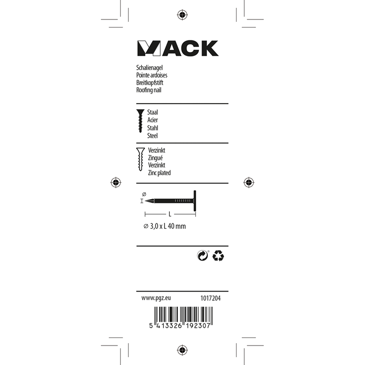 Afbeelding laden in galerijviewer, Mack 1017204 - schalienagel staal verzinkt 100 gr 3,0 x 40 mm | 5 stuks