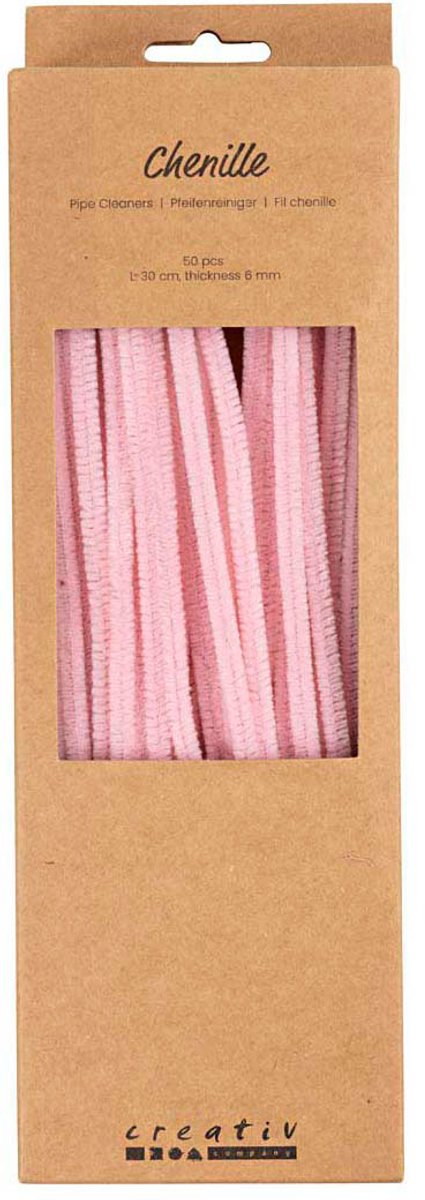 Afbeelding laden in galerijviewer, Creativ company chenilledraad roze knutselmateriaal 50 stuks 6mm x 30cm.