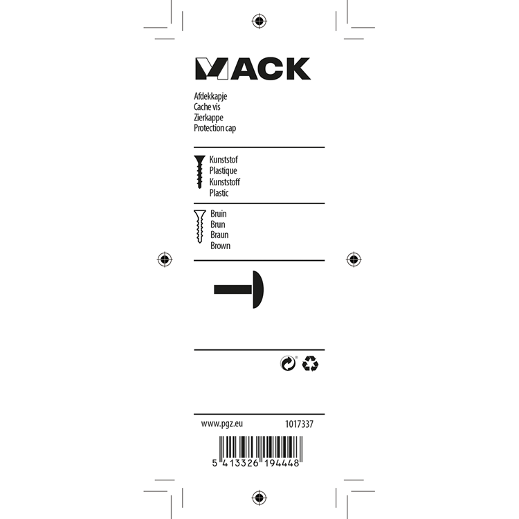 Afbeelding laden in galerijviewer, Mack 1017337 - afdekkapje kunststof bruin 40 st | 10 stuks