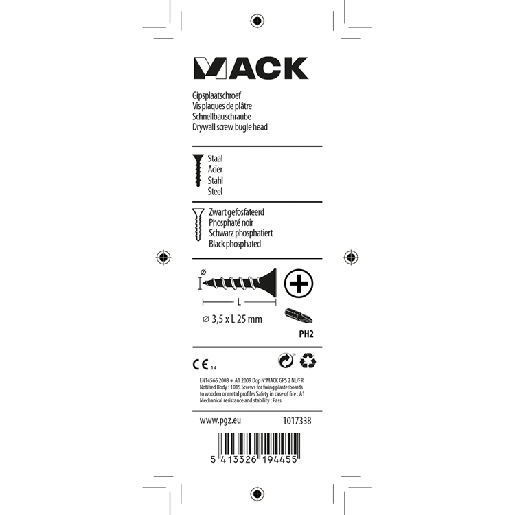 Afbeelding laden in galerijviewer, Mack 1017338 - gipsplaatschroef zwart gefosf. 30 st 3,5 x 25 mm | 10 stuks