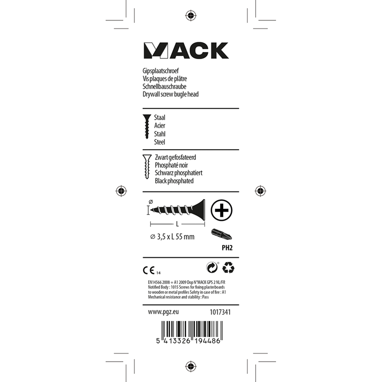 Afbeelding laden in galerijviewer, Mack 1017341 - gipsplaatschroef zwart gefosf. 15 st 3,5 x 55 mm | 10 stuks
