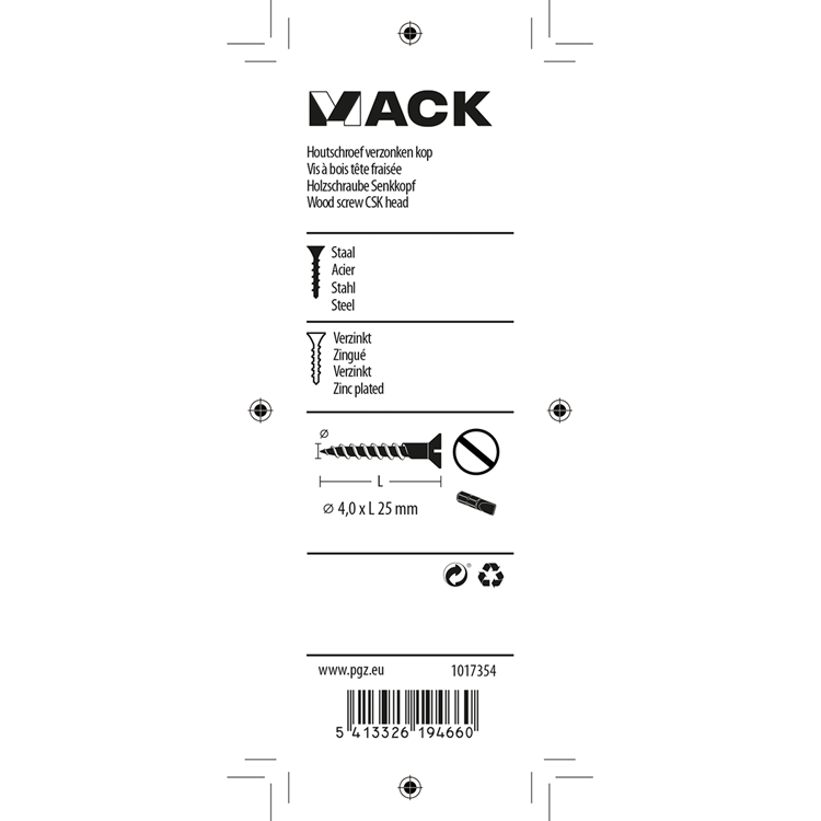 Afbeelding laden in galerijviewer, Mack 1017354 - houtschroef verzonken kop verz20 st 4,0 x 25 mm | 10 stuks